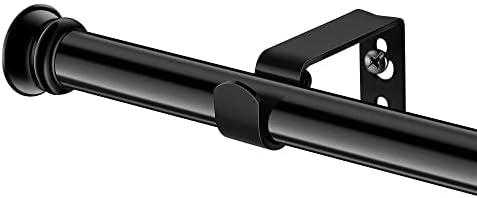 Standard Decorative Window Curtain Rods 30 to 88 Inch,5/8 Inch Diameter Small Curtain Rod Set, Heavy Duty Drapery Rods with Brackets Black
