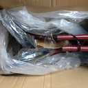 Medline Lightweight Foldable Transport Wheelchair with Handbrakes and 12-Inch Wheels, Red Frame, Black Upholstery