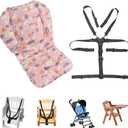 High Chair Pad, High Chair Cushion, seat Cushion, Breathable Pad, with Baby High Chair Seat Belt, 2 Pieces, Soft and Comfortable, Make The Baby More Comfortable (Pink Animal Pattern)