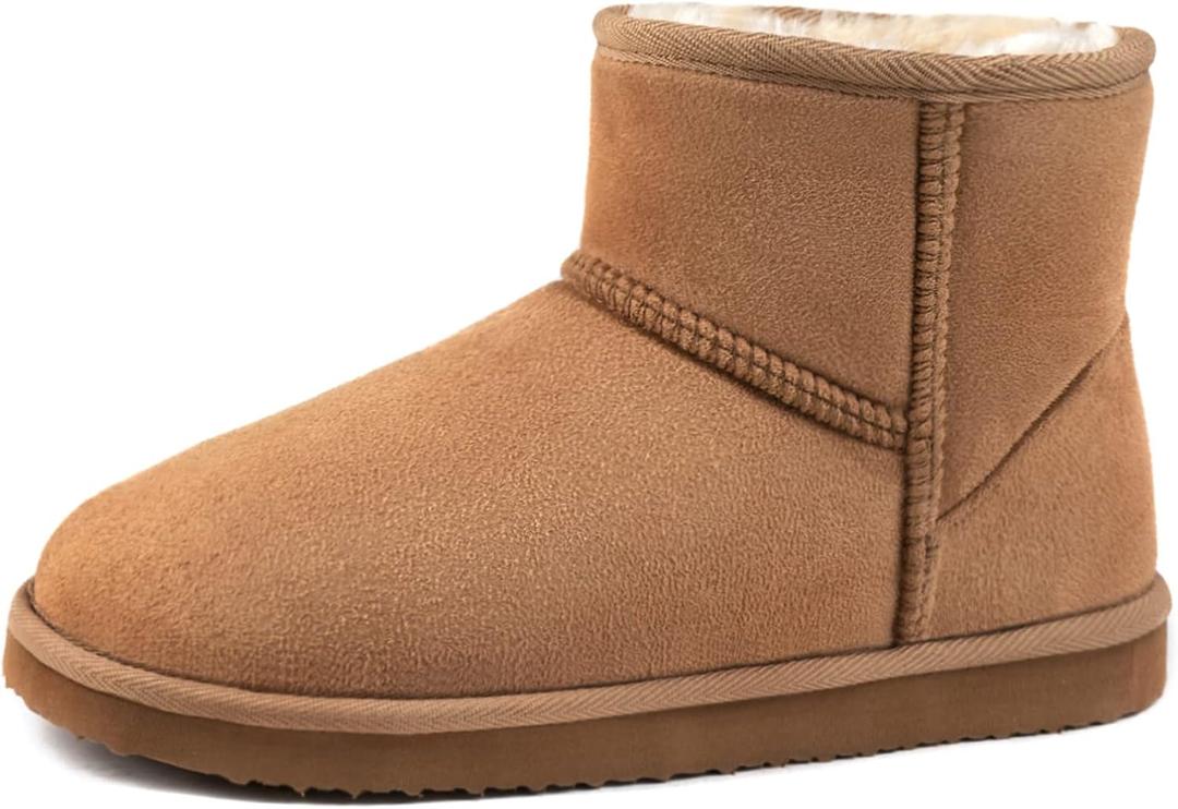 Zizor Women's Cozy Short Bootie Slippers, Winter Warm Hard Bottom House Shoes with Fuzzy Lining (9, Brown)