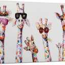 5 Giraffes Bansky Graffiti Art Painting Canvas Print Picture for Bathroom Framed Canvas Wall Decor Modern Home Artwork Canvas Wall Art for Living Room Giclee Art Ready to Hang-24 WX18 H (Colorful)