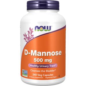 NOW Foods Supplements, D-Mannose 500 mg, Non-GMO Project Verified, Healthy Urinary Tract*, 240 Veg Capsules