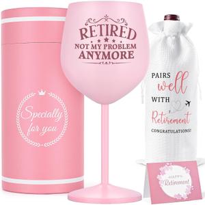 Gtmileo Retirement Gifts For Woman, Retirement Glass, Retired Not My Problem Anymore Stainless Steel Glass, Coworker Leaving Gifts, Farewell Gifts, Retirement Decorations, 18 Oz Glass