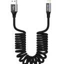AGVEE 2 Pack 1.5ft Coiled Short USB to Lightning Charging Cable [MFI Certified] 3A Fast Charger Cord in Car for iPhone 14/13/12/11/XS/8/7/6/5 CarPlay, iPad, iPod, Dark Gray