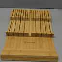 Utoplike In-drawer Knife Block Bamboo Kitchen Knife Drawer Organizer Large, Handle Steak knife Holder without Knives, Fit for 16 Knives and 1 Sharpening Steel (Knives & Sharpening Not Included)