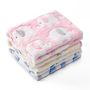 1 Pack 3 Blankets Super Soft Fluffy Premium Fleece Pet Blanket Flannel Paw Printed Throw for Dog Puppy Cat (Medium 30x20'', Beige, Grey, Navy)