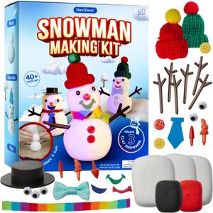 Dan&Darci Snowman Making Kit for Kids - Build a Snow Man Craft Kits for Girls, Boys, Toddlers Ages Kid Winter Christmas Crafts Activities Stocking Stuffers Fun Toys Ideas for 6, 7, 8 Year Old