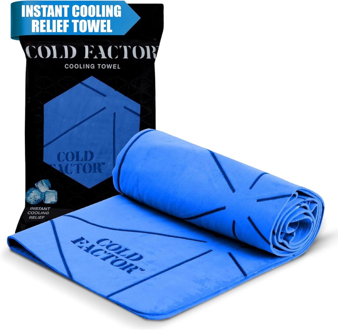 COLD FACTOR Cooling Towels for Sports, Cooling Neck Wraps  Cold Towel for Running, Workout & Outdoor Use, with UPF 50+-Soft and Machine Washable, Reusable Cooling Neck Towel, 13"x29.5" (Blue)