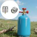 2 x 2 Pcs Propane to Butane Adapter Brass & Aluminum Alloy Camping Stove Adapter LPG Canister Converter 1 LB Propane Tanks Input EN417 Lindal Valve Stove Gas Converter for Backpacking Hiking (Silver)
