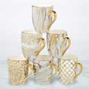 Matrix Gold Porcelain Coffee & Tea Mug Set Premium Fine Porcelain with Elegant Gold-Plated Finish, Luxury Drinkware for Everyday Dining, Entertaining & Special Occasions