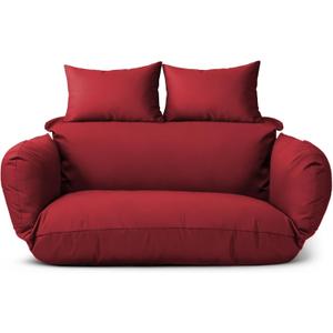 Waterproof Double Egg Chair Cushion Replacement for Patio 2 Person Hanging Egg Chair - Quick-Drying, Weather-Resistant, Soft Cotton Filling, Machine Washable (Red)
