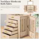 AKOZLIN 6-Tier Jewelry Box Organizer Functional Leather Jewelry Storage Case for Women Girls Ring Necklace Earring Bracelet Holder Organizer with Mirror Champagne, Regular