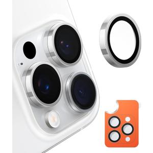 TORRAS 3-Year Ultimate Durability for iPhone 16 Pro Max/16 Pro Camera Lens Protector - 1:1 Invisible Fit & Ultra Clarity, Military-Grade 9H+ Aerospace Glass, Anti-Scratch, Easy Installation, White Titanium