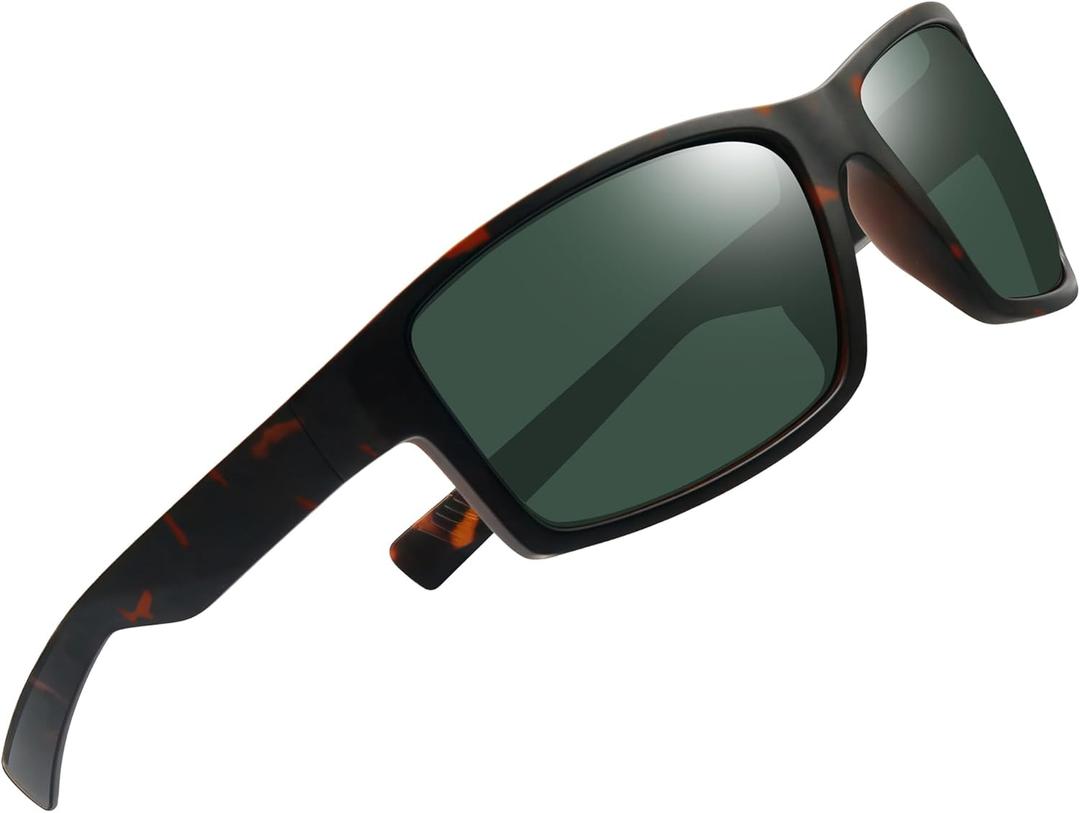 Joopin Sports Sunglasses Polarized UV Protection Square Shades for Men Sun Glasses for Fishing Driving Running (Leopard Frame G15 Lens)