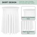 BDDC Cocktail Table Covers - 2 Pack 32"x 43" White Cocktail Table Tablecloth with Natural Wavy Round Skirt for Bar Wedding Party Banquet