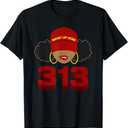 Detroit 313 Area Code What Up Doe Black Woman TShirt, XXL