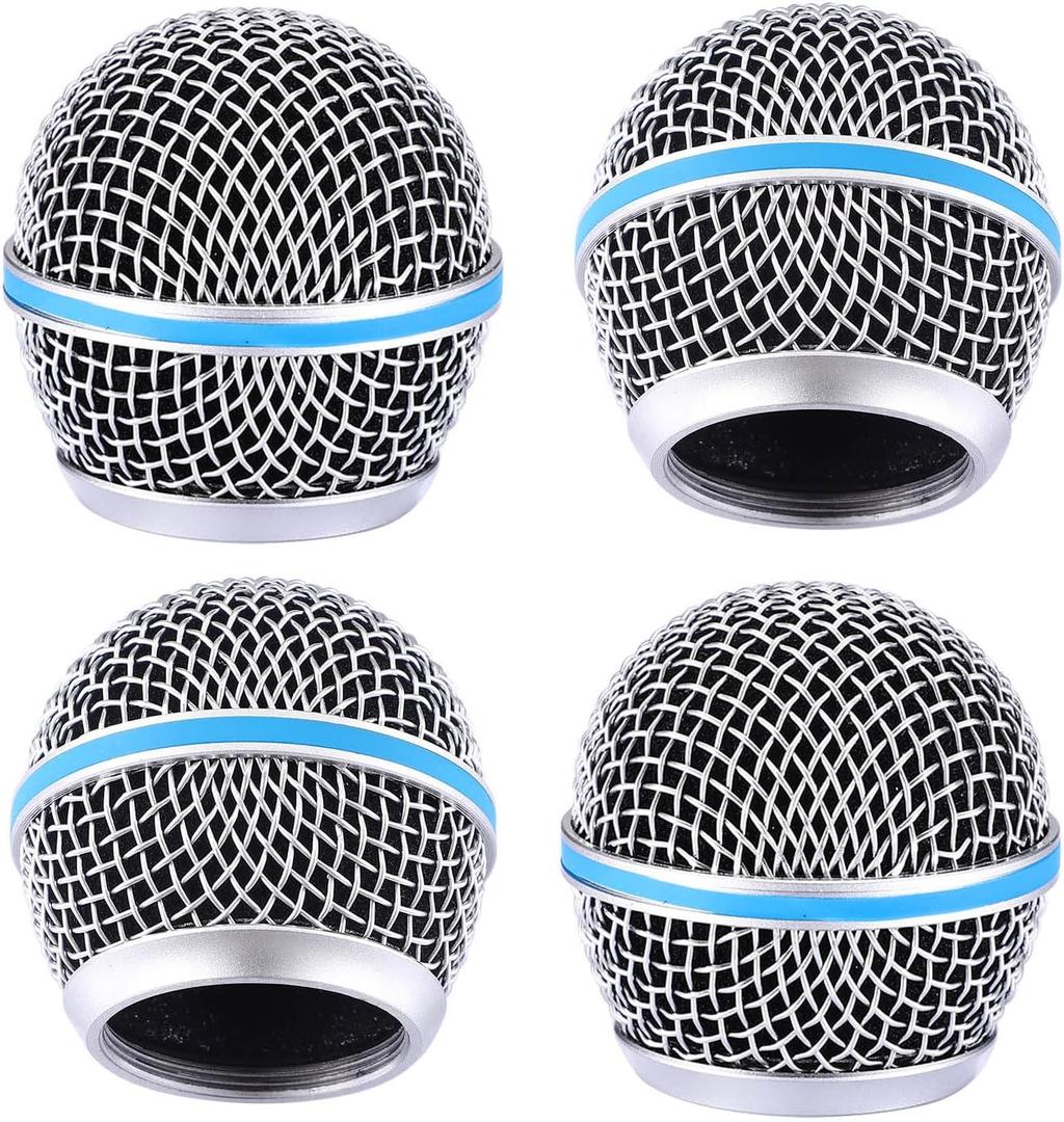 Facmogu Beta58A Steel Mesh Microphone Grill Head, Blue Microphone Grille Replacement Head for DIY Parts Accessory, Mic Replacement Grill Cover Built in Foam Filter, Mic Grilles Head for SM58 SM58S