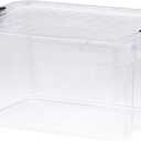 Superio Clear Storage Box with Lid, 6.75 Quart Plastic Container Bins for Organizing, Stackable Crates, BPA Free, Non Toxic, Odor Free, Organizers for Home, Office, School, and Dorm (12"x8.25"x5.75")