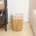 Dimeho Wicker Trash Can Small Waste Basket Water Hyacinth Wicker Garbage Can Office Garbage Cans Boho Woven Decorative for Home Bedroom Office Kitchen Living Room