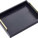 16"x12" Serving Trays with Handles, Black Decorative Serving Tray, Ottoman Trays for, Living Room, Bathroom, and Outdoors Decorative Trays (Black)