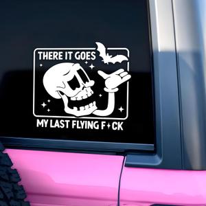 There It Goes My Last Flying F Customize Decal | Funny, Skeleton Decal, Car Accessories, Mental Health Vinyl Sticker, Waterproof Bumper Decal Gifts for Mom Dad Friend