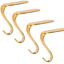 Christmas Stocking Holders Xmas Fireplace Hanger Hooks Holiday Mantel Garland Clips Metal Grips Set of 4(Gold)