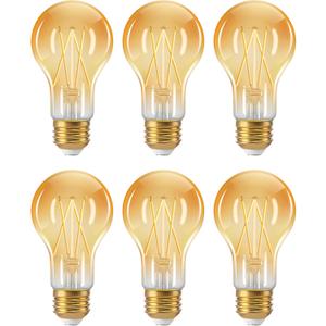 EDISHINE Vintage LED Edison Bulbs 8W, 60W Equivalent, 2200K Amber Warm Light, A19 Antique Edison Light Bulb with 80+ CRI, A19 Dimmable LED Bulbs, 700LM, E26 Medium Base, 6 Pack