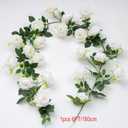 2Pcs 12Ft Bendable Flower Garland Faux Rose Vine for Wedding Decor,White
