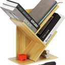 YOKIVE 3 Tier Small Tree Bookshelf, Mini Short Desktop Bookshelf Wooden Bookcase Book Organizer for Desk Home Office Living Room Bedroom, Light Walnut