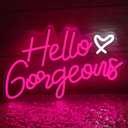 Hello Gorgeous Neon Signs Hello Beautiful Pink LED Neon Lights Dimmable LED Light Sign for Home Wedding Birthday Backdrop Bacelorette Party Decoration, Pink