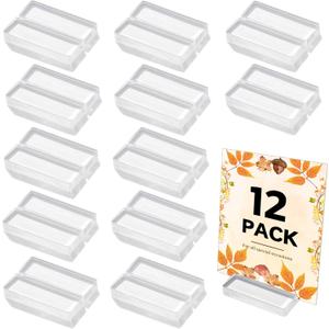 12 Pcs Place Card Holders for Table, 2 Inches Clear Acrylic Name Card Holder Table Number Card Holders Acrylic Card Display Stand for Wedding Business Party