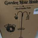 Double Shepherds Hooks for Outdoor, Upgraded Heavy Duty Bird Feeder Pole, Freestanding Hose Stand Adjustable Water Hose Holder with 5 Prongs Base, Thickened Garden Hooks for Outside Yard Lawn