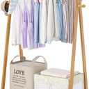 Small Clothes Hanging Racks,Bamboo Wood Kids Clothing Garment Racks for Cloths,Free Standing Dress Costume Rack for Bedroom,Living Room, Commercial,Small Space