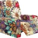 Boho Recliner Chair Cover for Electric Flower Recliner Stretch Slipcovers Printed 4-Piece Lazy Boy 1 Seat Washable Sofa Cover Furniture Protector with Side Pockets for Pets