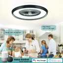 24" Low Profile Ceiling Fan with RGB Lights, Bladeless Ceiling Fan with Remote/APP/Voice Control, 6 Speeds Flush Mount Smart Ceiling Fan for Kids Bedroom/Kitchen/Dining Room