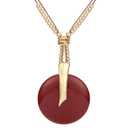 Bjesinmo Big Pendant Necklace Long Leather Necklaces for Women Natural Stone Necklace Gold Chunky Boho Necklaces for Women Bohemian Jewelry