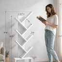 XBurmo 6 Tier Tree Book Shelf - Small Bookshelf Decor, Corner Bookshelf, Living Room Storage, Tall Narrow DVD & CD Shelf Storage Bookshelves, Comic Bookcases Standing for Bedroom or Office, White