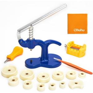 Watch Press Set, Ohuhu Upgraded Professional 27 Piece Watch Case Back Press Watch Press Set Back Case Closer Watch Back Remover Tool with 12 Dies Tweezers Case Back Protective Films Cleaning Cloth