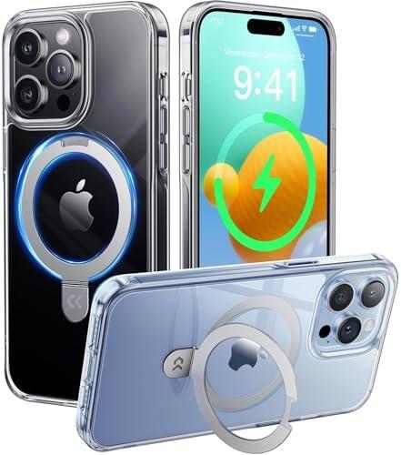 CASEKOO Genuine Official for iPhone 13 Pro Max Case Clear with Magnetic Ring Stand [Compatible with MagSafe] [16FT Military-Grade Protection] Lasting Transparent Slim Phone Grip Cover 6.7"