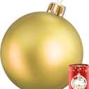 30 Inch Inflatable Christmas Ornament Outdoor, Christmas PVC Inflatable Decorated Ball, Giant Inflatable Ornaments for Indoor Yard Tree Lawn Decor (Gold)