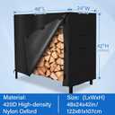 ESSORT Firewood Rack Cover, Outdoor Log Rack Cover 4 feet 420D Waterproof, Winterproof Weatherproof Tarp Cover for Dry Wood Pile Holder 48"x24"x42", black