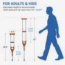 Loyoda Adjustable & Shock-Absorbing Crutch with Dual Height Adjustment, Under Arm Crutches for Adults & Kids 4'3" to 6'3"Ergonomic Handle & Durable Rubber Tip for Maximum Comfort and Support