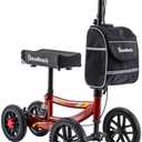 Knee Scooter, 300lbs Capacity, 13" Big PU Seat, Disc Brake Knee Walker, All Terrain Foldable Knee Scooter Walker with Bag for Foot Injuries Compact Crutches Alternative (Burgundy)