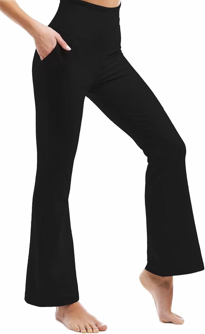 Ipletix Flare Leggings for Women, High Waisted Yoga Pants with Pockets for Women Trousers (3X-Large, Black)