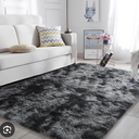 AIMECO Area Rugs for Living Room Bedroom, 4X6 Ft Shag Fluffy Rug Black Carpet ，Machine Washable Indoor Carpet for Kids Girls and Boys, Dorms, Nursery Rooms,Room Decor Aesthetic,Tie-Dyed Dark Grey