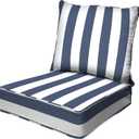 Honeycomb Outdoor Deep Seat, 24 x 23, Cabana Stripe Blue & White Chair Cushion for Patio Furnitur