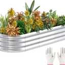 BEWAVE Raised Garden Bed, 5x2x1ft Oval Galvanized Large Metal Outdoor Planter Box Kit, Bottomless Raised Beds for Growing Fruits, Vegetables, Flower, Herbs