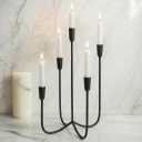 Candelabra for 5 Taper Candles  Hand-Forged Candle Holder with Elegant Vintage Finish  Decorative Centerpiece for Dining Room, Living Room or Mantel DecorBlack