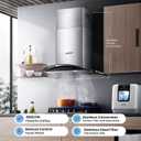 COMFEE' Curved Glass Range Hood 30 Inch 450 CFM 3 Speed Gesture Sensing &Touch Control Panel Stainless Steel kitchen Ductless/Ducted Convertible with Baffle Filters and 2 LED Lights (CVG30W9AST)