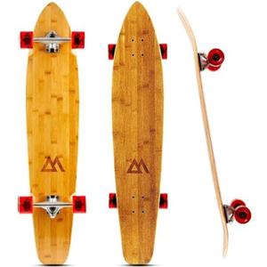 Magneto Kicktail Longboard Skateboard - 70mm 78A Wheels for Rough Road Longboard - High Profile Skateboard Deck for Stable Carving - Cruiser Board for City Commutes - 44 in x 9 in, Red
